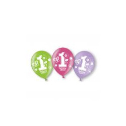 Balony gumowe "1 Dziewczynka" 6szt. 11"