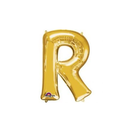 Balon, foliowy literka mini "R" 22x33 cm, złoty