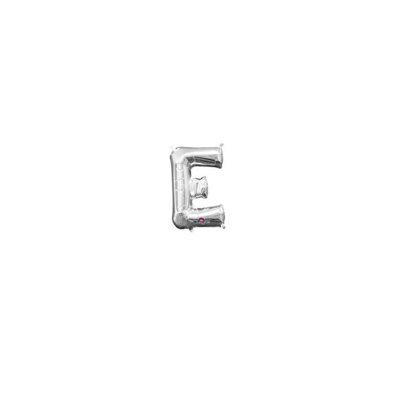 Balon foliowy Literka Mini "E" - srebrny 20x33cm