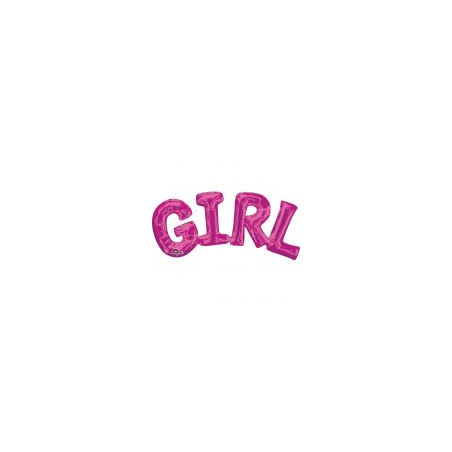Balon, foliowy napis "Girl" c.różowy 55x25 cm