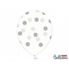 Balony 30 cm, Kropki, Crystal Clear,6 szt.