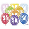 Balony 30 cm, 50th Birthday, Metalic Mix 6 szt.