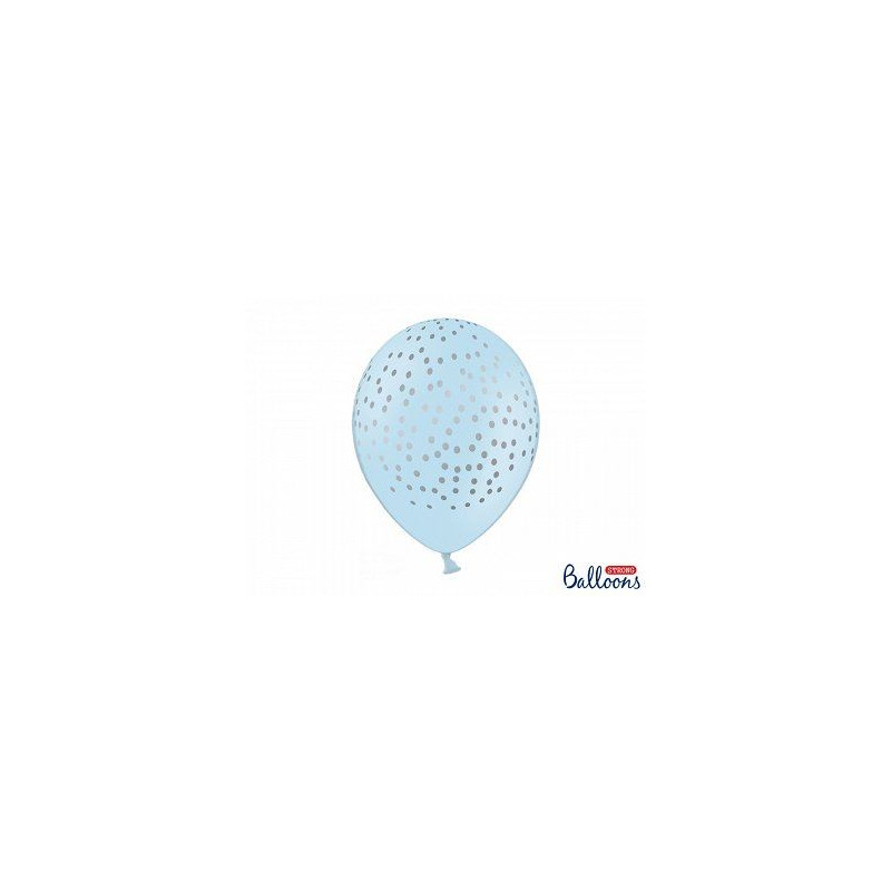 Balony 30cm, Kropki, Pastel Baby Blue