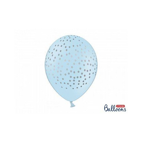 Balony 30cm, Kropki, Pastel Baby Blue