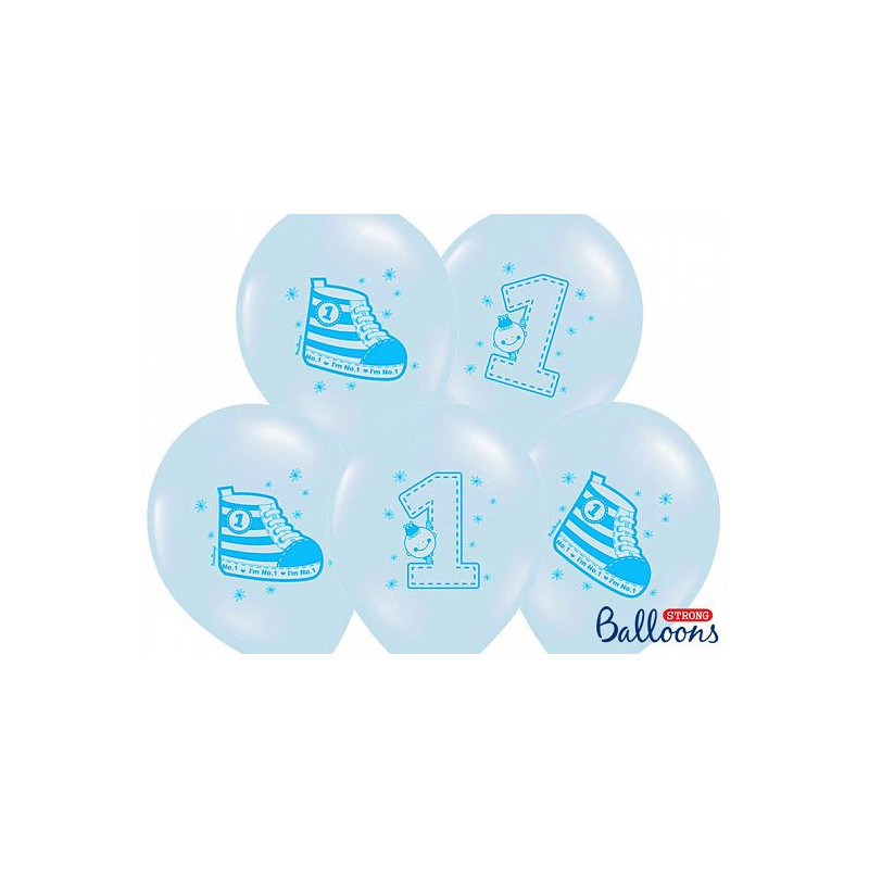 Balon 14" Trampek 0- Number 1 P. Blue, 6 szt.