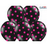 Balony 30cm, Kropki, Pastel Black 6 szt