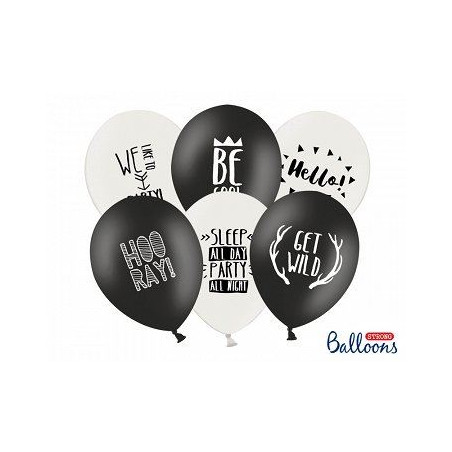 Balony 30cm, Party, P. Black, P.Pure White