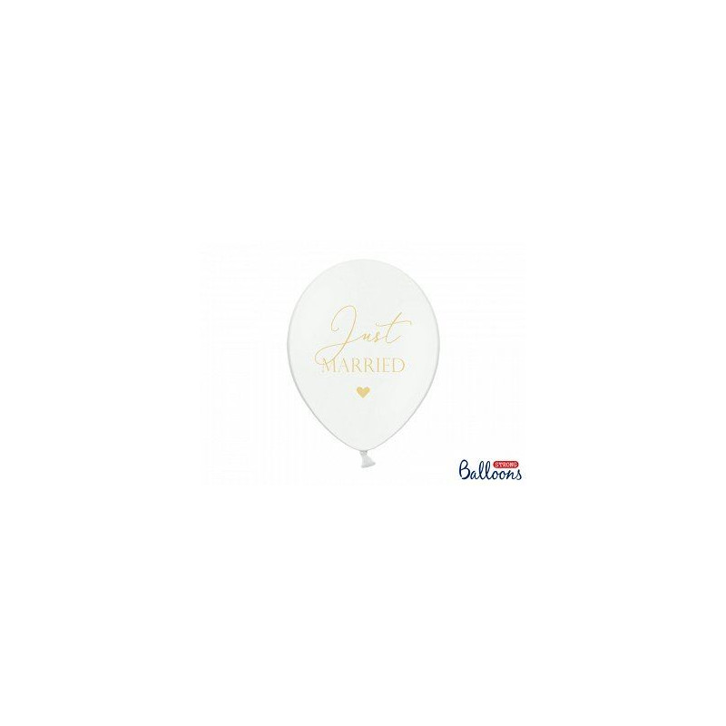 Balony 30cm, Just Married, P. Pure White (1 op. /