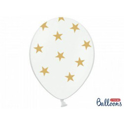 Balony 30 cm,Gwiazdki,Pastel Pure White,6 szt.