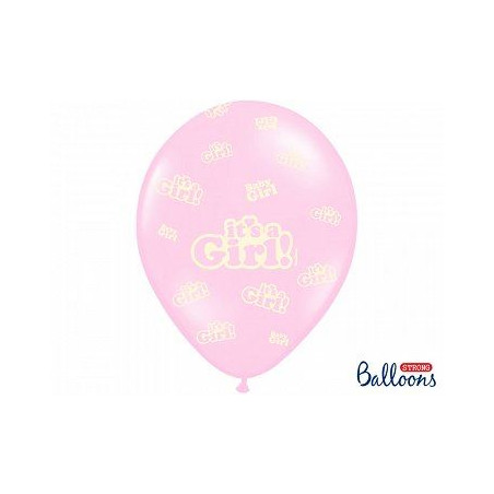 Balony 30cm, It's a Girl, Pastel Baby Pink, 6szt.