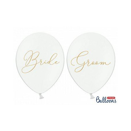 Balony 30cm, Bride, Groom, Pastel Pure White