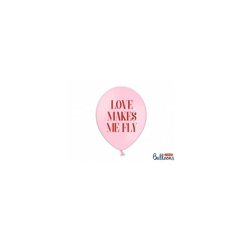 Balony 30 cm, Love makes me fly, Pastel Baby Pink