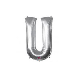 Balon foliowy Litera "U" srebrny 58x83 cm
