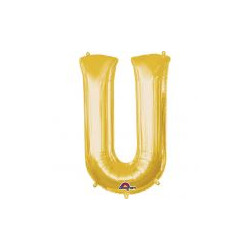 Balon foliowy litera "U" 58x83 cm - złoty