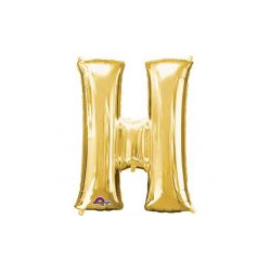 Balon foliowy litera "H" 66x81 cm - złoty
