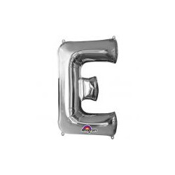 Balon foliowy Litera "E" srebrny 53x81 cm
