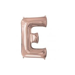 Balon foliowy Litera "E" różowe złoto - 53x81 cm
