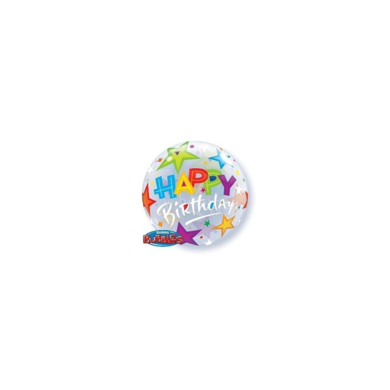 Balon, foliowy 22" QL Bubble Poj."Happy Birthday z