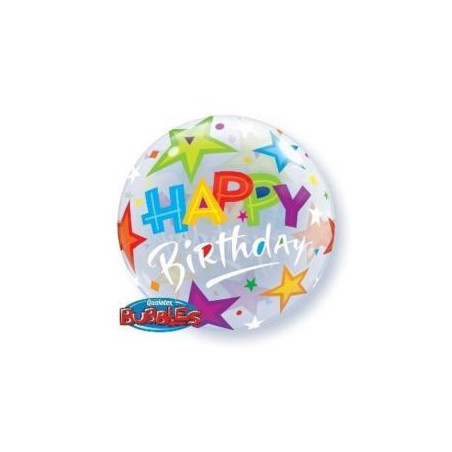 Balon, foliowy 22" QL Bubble Poj."Happy Birthday z