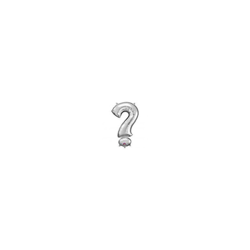 Balon, foliowy ksztalt symbol "?" srebrny 76x81 cm