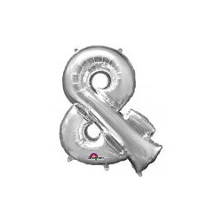 Balon, foliowy symbol "&" srebrny 76x96 cm