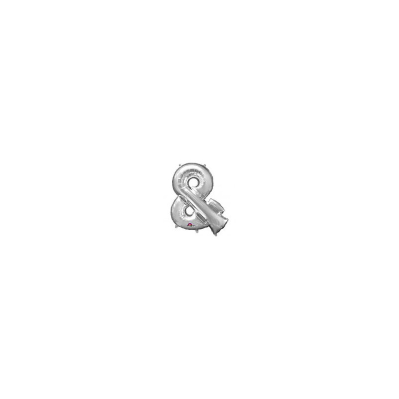 Balon, foliowy symbol "&" srebrny 76x96 cm