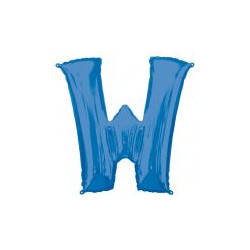 Balon foliowy Litera "W" niebieski 71x83 cm