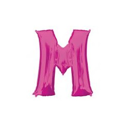 Balon foliowy Litera "M" różowy, 60x81 cm