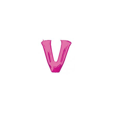 Balon foliowy Litera "V" różowy, 81x81 cm