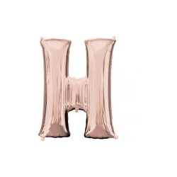 Balon foliowy Litera "H" różowe złoto - 66x81 cm