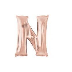 Balon foliowy Litera"N" różowe złoto- 60x81 cm