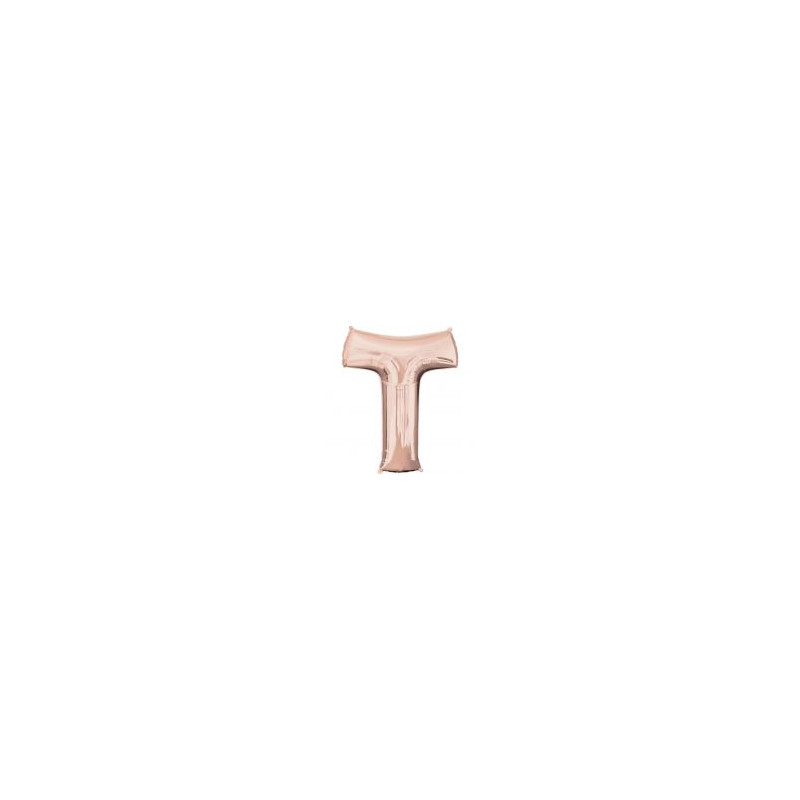 Balon foliowy Litera "T" różowe złoto- 66x81 cm
