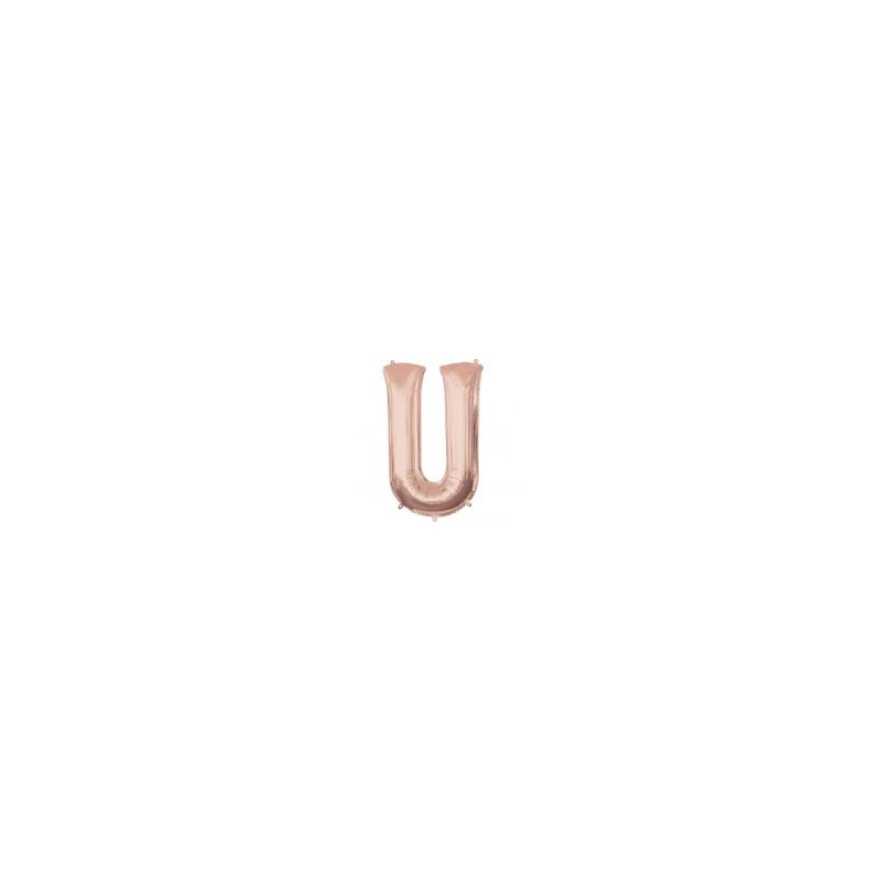 Balon foliowy Litera "U" różowe złoto- 58x83 cm