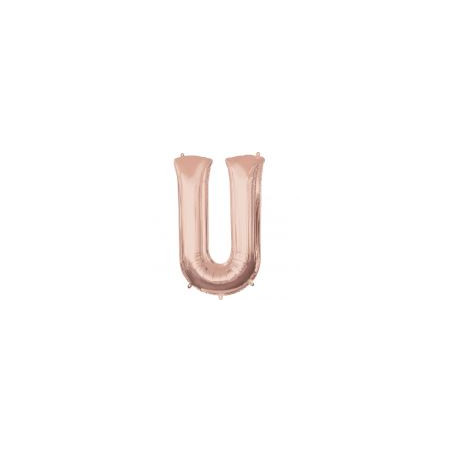 Balon foliowy Litera "U" różowe złoto- 58x83 cm