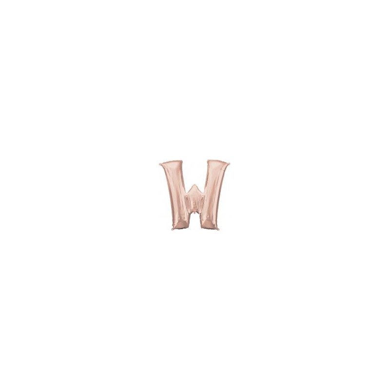 Balon foliowy Litera "W" różowe złoto- 71x83 cm