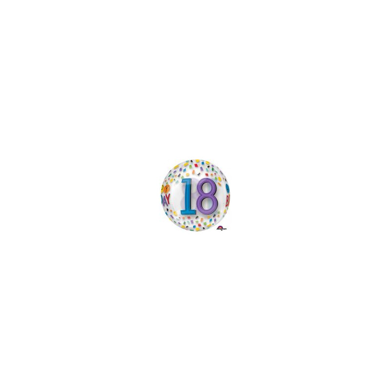 Balon foliowy kula "Happy Birthday 18"- tęcza