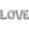 Balon, foliowy Mini "LOVE" 63x22 cm - srebro
