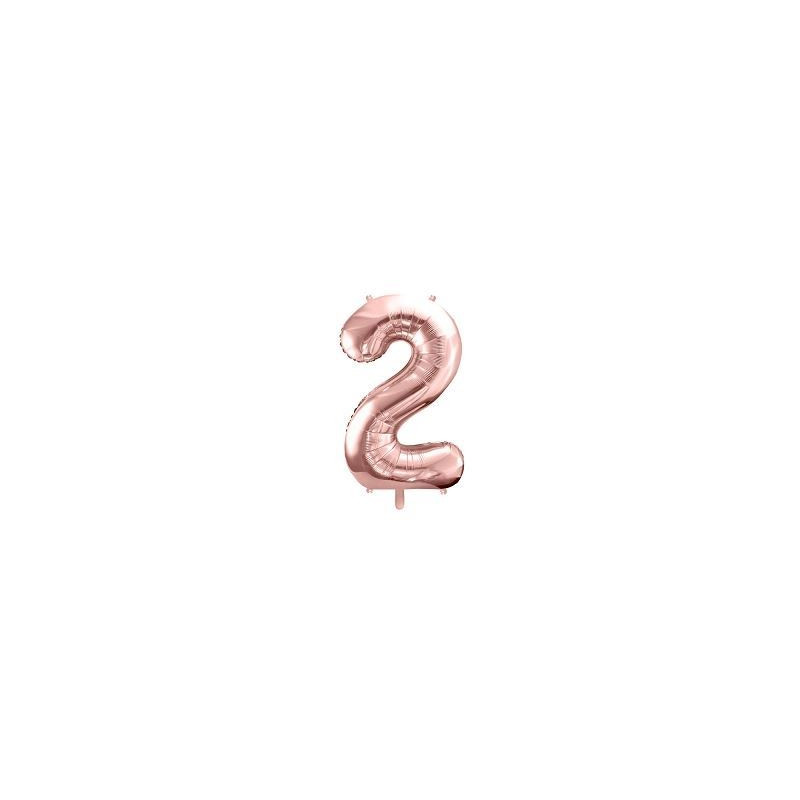 Balon foliowy Cyfra "2", 86cm, różowe złoto