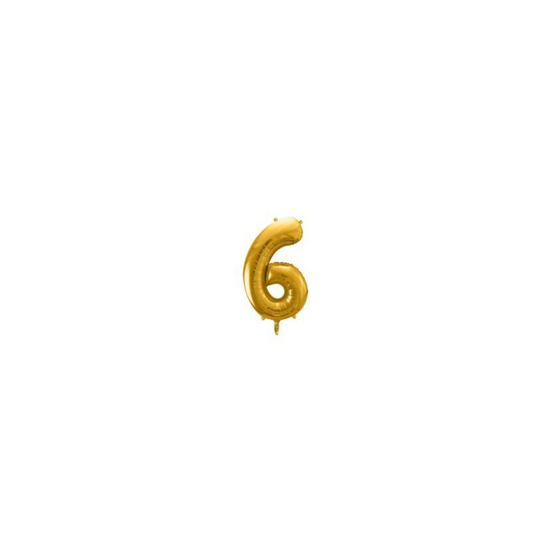 Balon foliowy Cyfra "6", 86cm, złoty