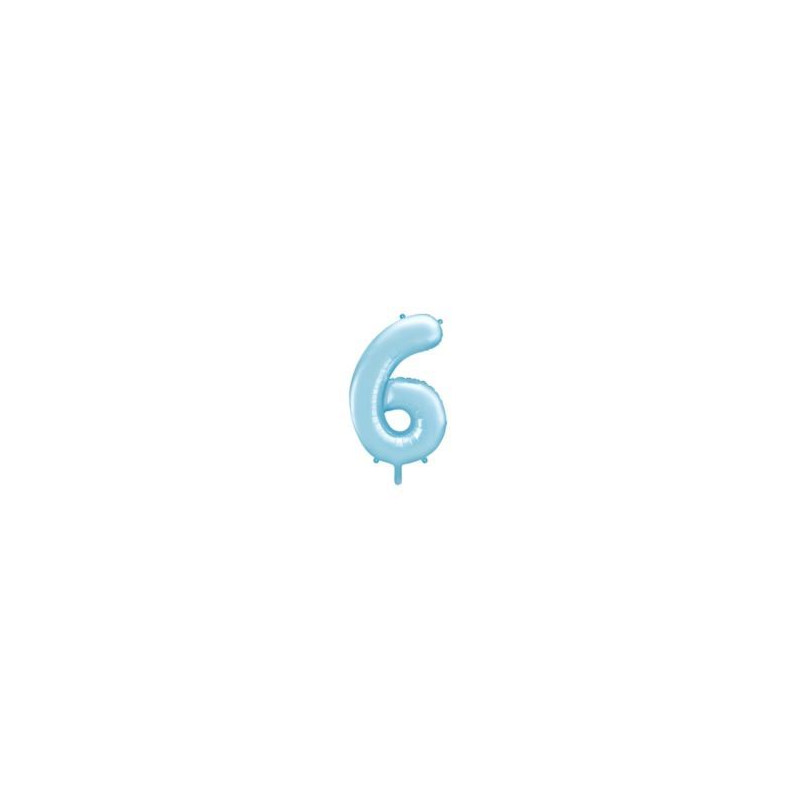 Balon foliowy Cyfra "6", 86cm, jasny niebieski