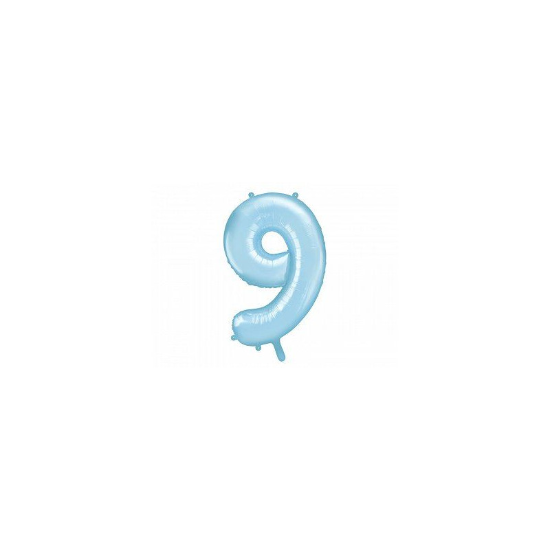 Balon foliowy Cyfra "9", 86cm, jasny niebieski