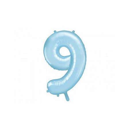 Balon foliowy Cyfra "9", 86cm, jasny niebieski