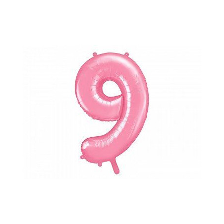 Balon foliowy Cyfra "9", 86cm, różowy