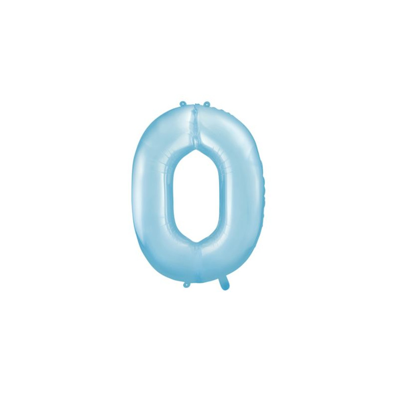 Balon foliowy Cyfra "0", 86cm, jasny niebieski