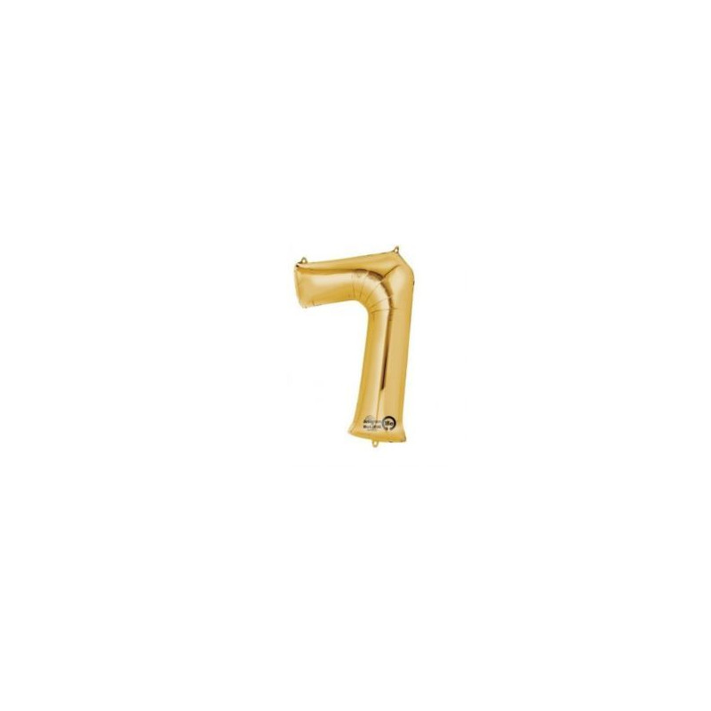 Balon, foliowy Cyferka Miini "7" 22x35 cm, złoty