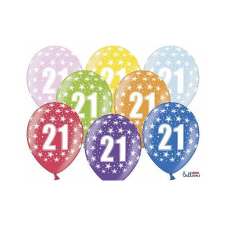 balony 30cm, 21st brithday, metallic mix