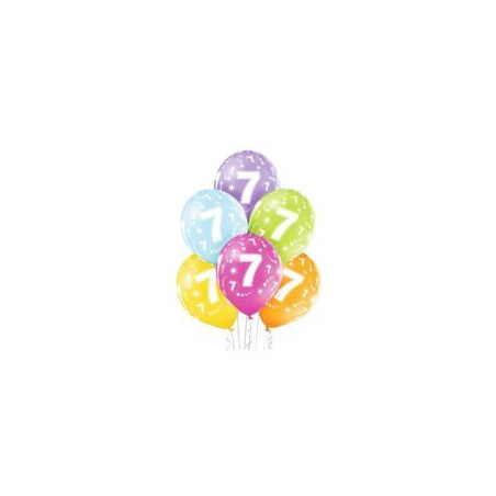 Balony 12" 7th  Birthday  6 szt.