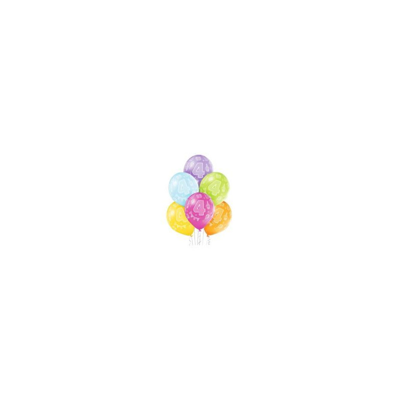 Balony 12" 4th  Birthday  6 szt.