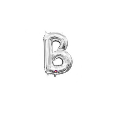 Balon, foliowy literka mini "B" 22x33 cm, srebrna
