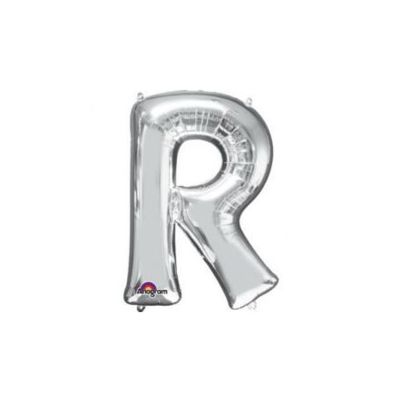 Balon, foliowy literka mini "R" 22x33 cm, Srebrna